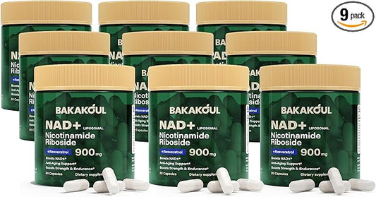 NAD Supplement - Liposomal Nicotinamide Riboside, Resveratrol, Quercetin, NAD Nicotinamide Riboside Resveratrol 900mg, NAD+ Supplement for Men and Women, 80 Capsules 9 Pack