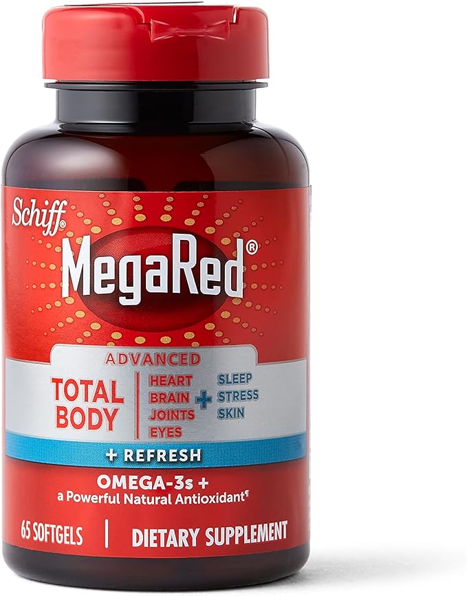 Omega-3 Blend Total Body + Refresh 500mg Softgels, MegaRed (65 count in a bottle), Easily Absorbed Krill Oil, To Support Your Heart, Joints, Brain & Eyes