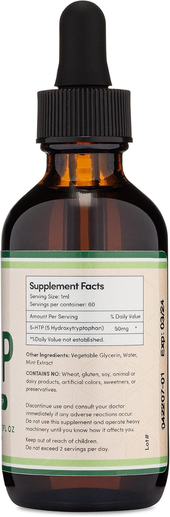 5HTP Liquid Drops - More Absorbable and Effective Than 5 HTP Capsules (60 Servings of 50mg 99%+ 5-HTP) Serotonin Supplement for Mood, Sleep, and Relaxation by Double Wood