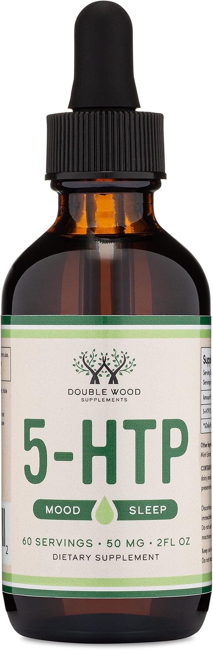 5HTP Liquid Drops - More Absorbable and Effective Than 5 HTP Capsules (60 Servings of 50mg 99%+ 5-HTP) Serotonin Supplement for Mood, Sleep, and Relaxation by Double Wood
