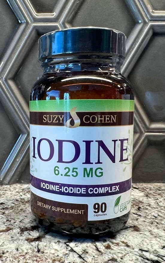 Suzy Cohen Iodine Complex Supplement - 6.25mg Iodine & Iodide Blend - 90 Vegetarian Capsules for Dietary Support