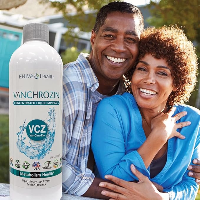 Eniva Health VANCHROZIN Liquid Ionic Minerals Supplement, Vanadium, Chromium & Zinc, Diabetic Friendly, 16 Fl Oz, 96 Servings