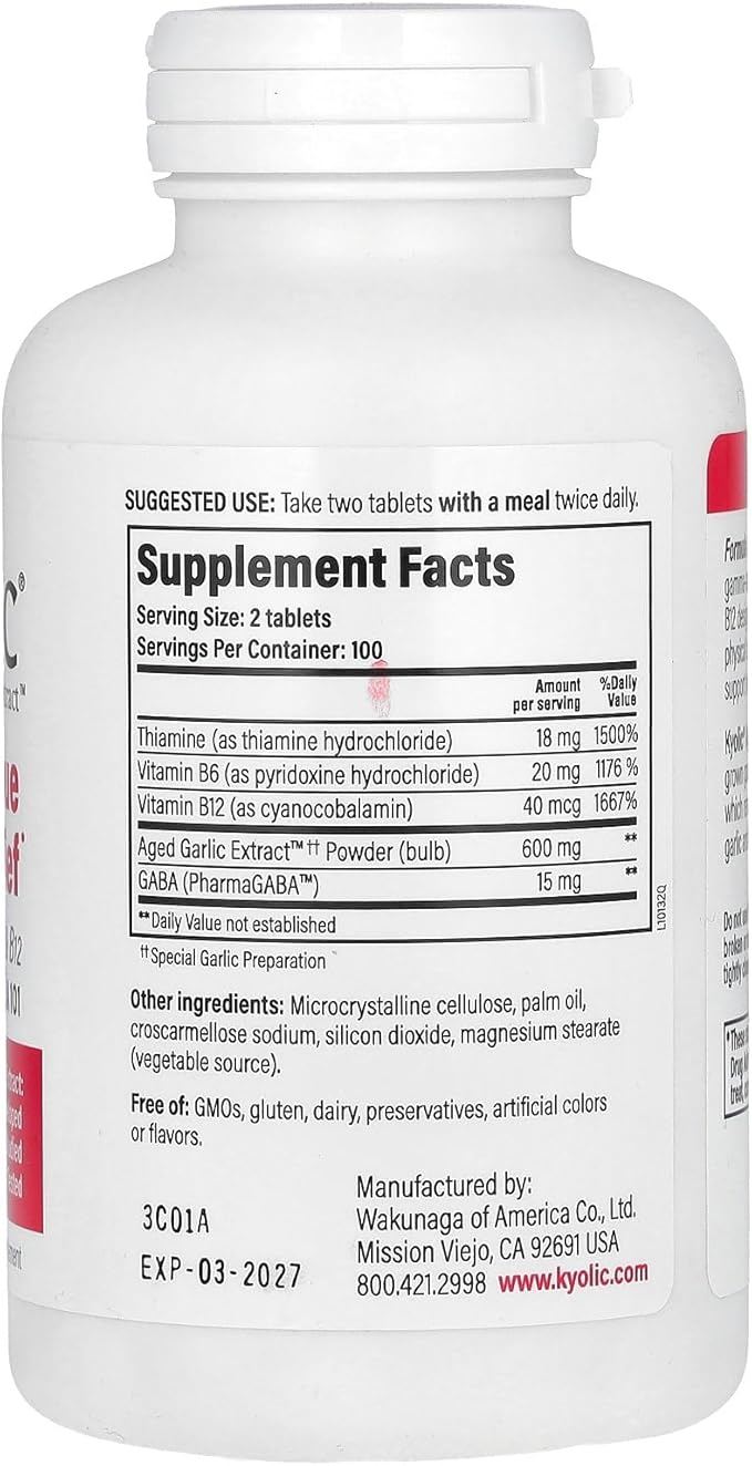 Kyolic Aged Garlic Extract Formula 101, Stress and Fatigue Relief, 200 Tablets (Packaging May Vary)