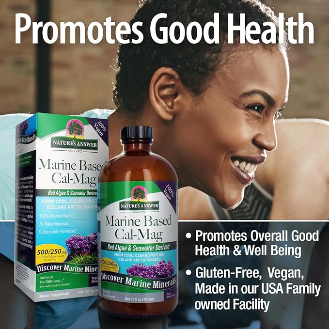 Nature's Answer Marine Based Calcium Magnesium, Vanilla Cream, 16-Ounce | Natural Immune Support | Maintains Healthy Bones | Promote Heart Health | Muscular Function Support