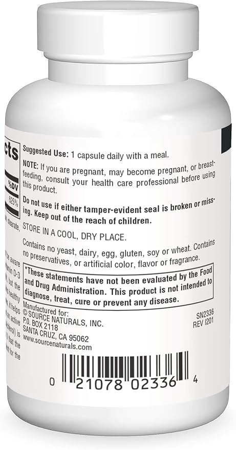 Source Naturals Vitamin D-3 Bioactive Form for Bone & Immune Health* 5000 iu - 60 Capsules
