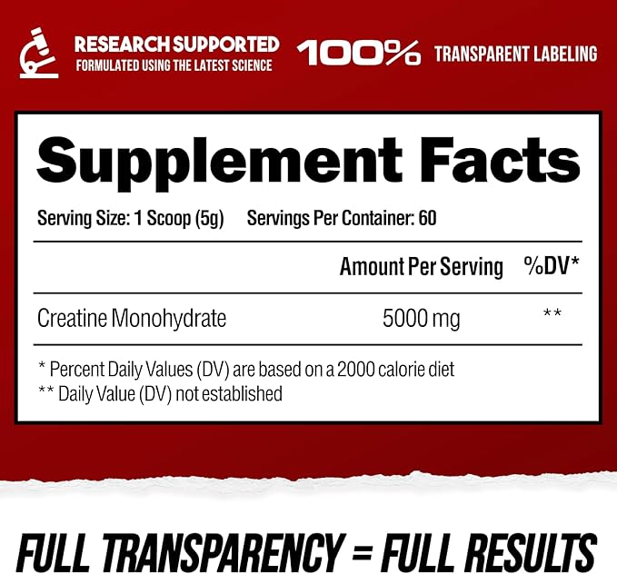 ALPHA LION Creatine Monohydrate Powder, 5000mg Per Serving (5g), Supports Muscle Strength, Power, Athletic Performance, Pure Creatina Monohydrata en Polvo Supplement (60 Servings, Unflavored)