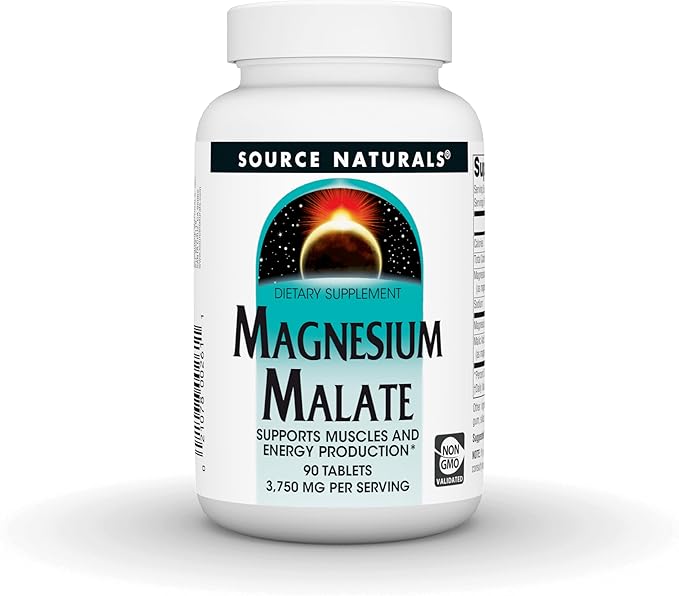 Source Naturals Magnesium Malate, Supports Muscles and Energy*, 3,750 MG per Serving - 90 Tablets