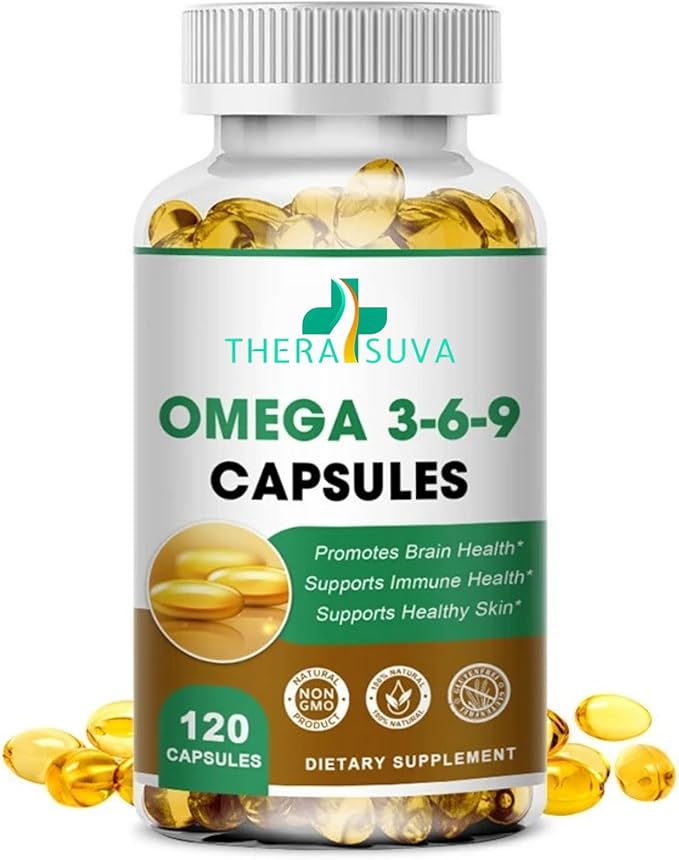 High-Potency Omega 3-6-9, 100% Vegan Sourced Natural Supplement for Heart and Joint Health 120 Softgels, 60 Day Supply