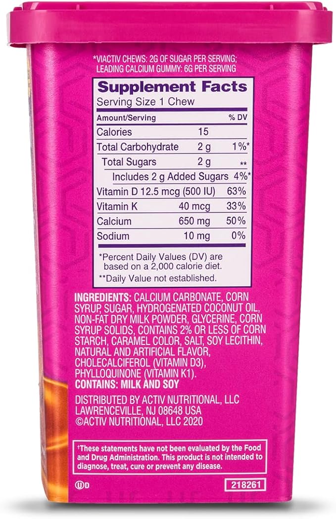 Viactiv, Calcium Plus D, Soft Chews, Caramel - 100 soft chews, Pack of 6
