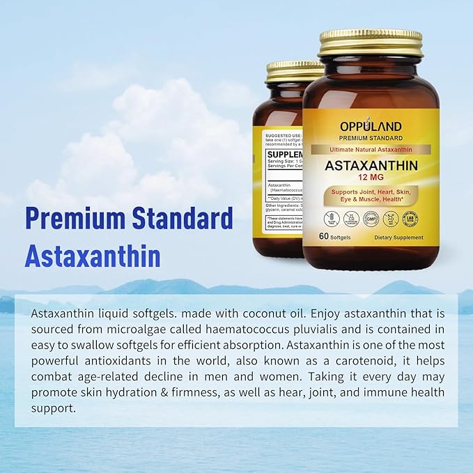 Astaxanthin 12mg | 60 Softgels | Supports Joint, Heart, Skin and Muscle Health