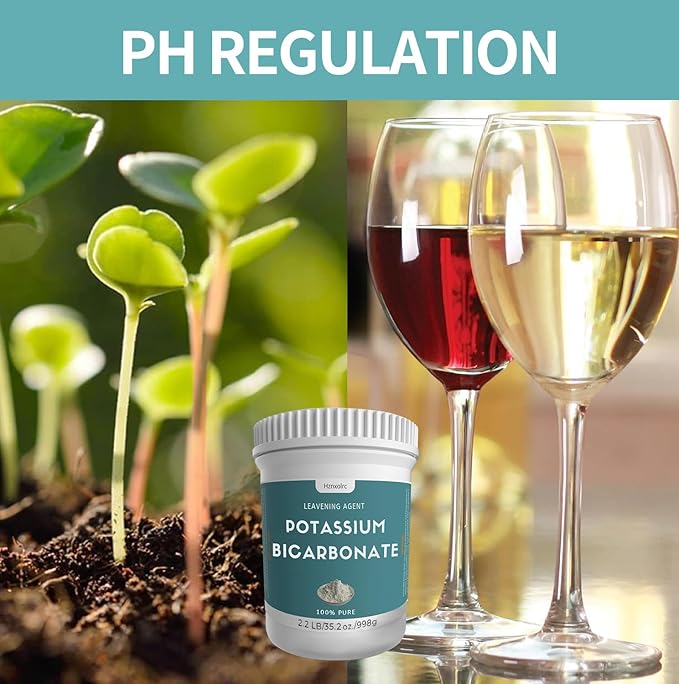 2.2 lb Potassium Bicarbonate, 100% Pure Potassium Bicarbonate Powder, Potassium Bicarbonate for Plants, Used In Making Wine, Cakes, Cookies and More