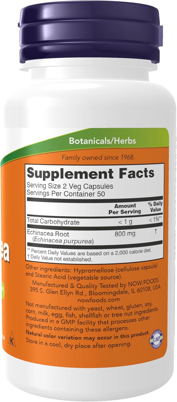 NOW Foods Supplements, Echinacea (Purpurea Root) 400 mg, Immune System Support*, 100 Veg Capsules