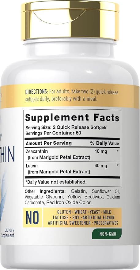 Carlyle Zeaxanthin 10mg | 120 Softgels | Eye Health Support with Lutein | Non-GMO, Gluten Free Supplement