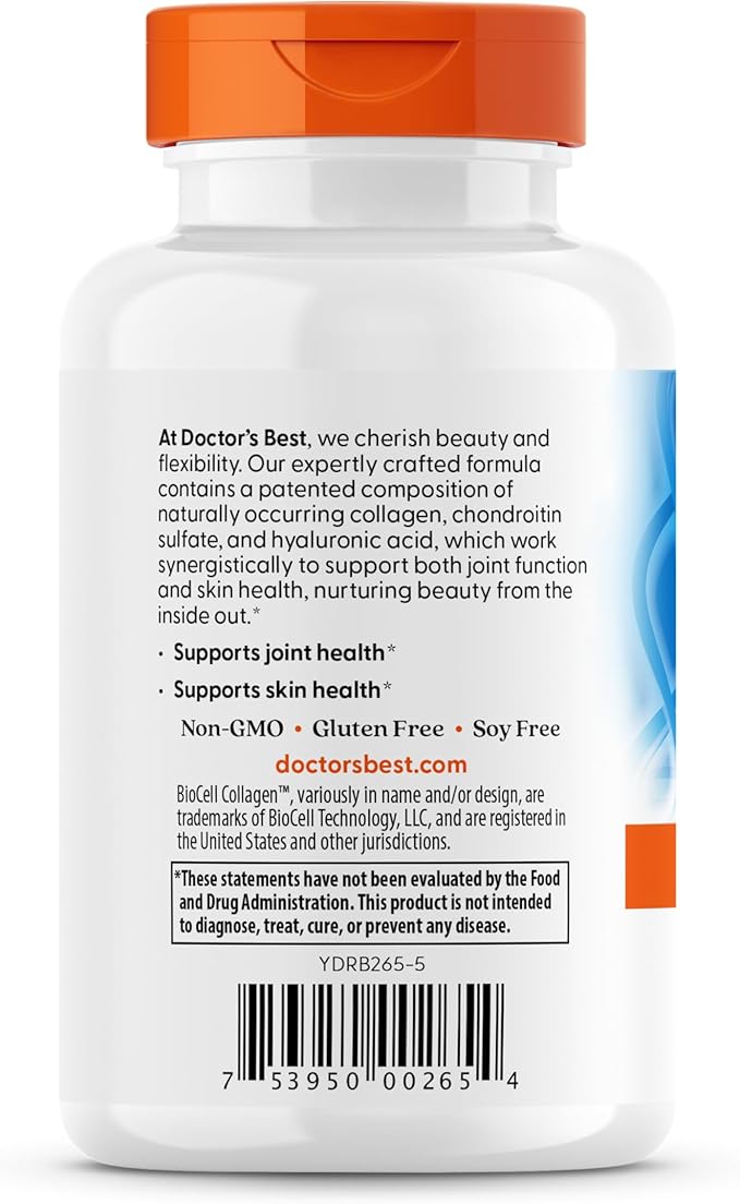 Doctor's Best Hyaluronic Acid with Chondroitin Sulfate, featuring BioCell Collagen, Non-GMO, Gluten Free, Soy Free, Joint Support