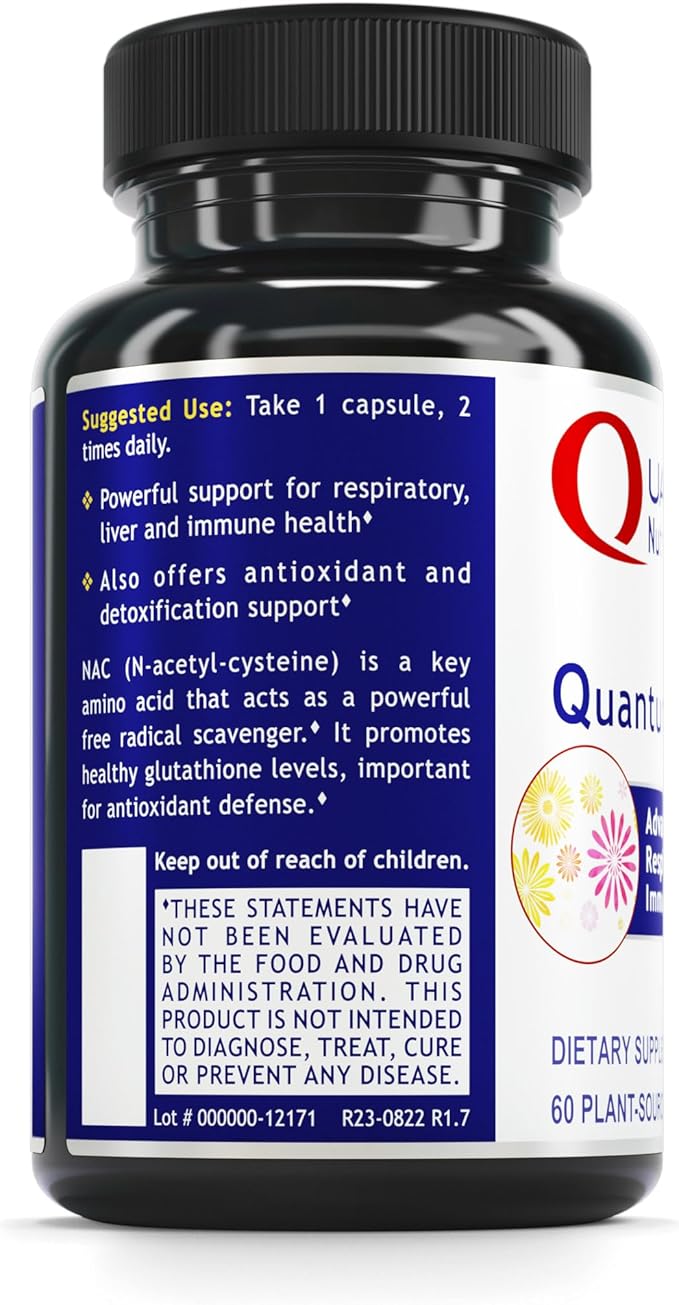 Quantum Nutrition Labs NAC - N-Acetyl-L-Cysteine, Liver & Immune Support, NAC Supplement, N-Acetyl Cysteine, 300mg NAC Per Capsule - 60 Vegetarian Capsules