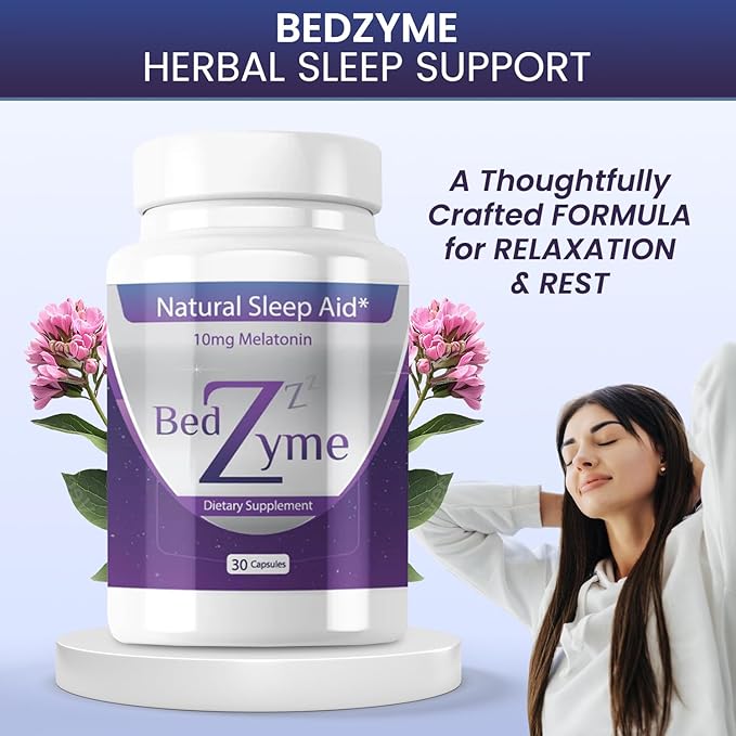 Sleep Aid Supports Natural Sleep & Relaxation – 30 Capsules Sleep Supplement to Help with Calmness & Rest – 10mg Melatonin & REM Enzyme Delivery System (Serving Size: 2 Capsules)