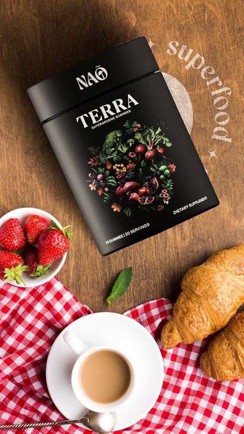 Terra Supergreens Gummies – 18 Superfood Ingredients with Spirulina, Chlorella, Turmeric, Reishi & Ashwagandha – Daily Antioxidant, Detox & Immune Support Supplement – Vegan, Non-GMO, Made in USA