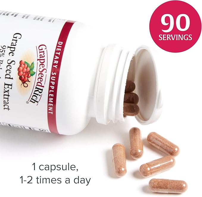 Natural Factors, GrapeSeedRich Grape Seed Extract, Antioxidant Support for Healthy Inflammatory Response, 90 Capsules