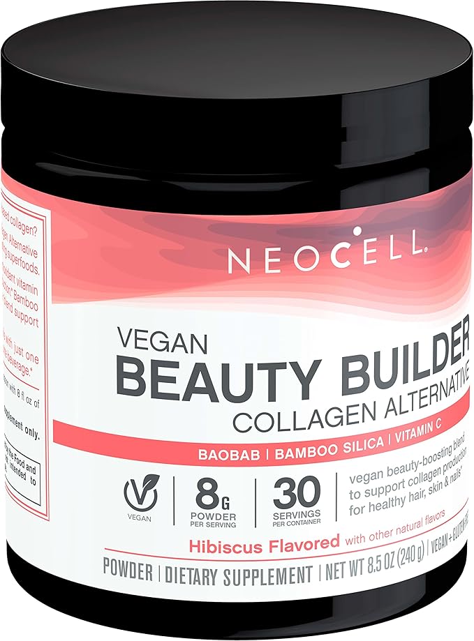 NeoCell Vegan Beauty Builder Collagen Alternative; Plant-Based Vegan Collagen-Booster Supports Collagen Production; Hibiscus Flavored; 8 g Powder/Serv; 30 Servs; 8.5 Oz,* (Pack of 2)