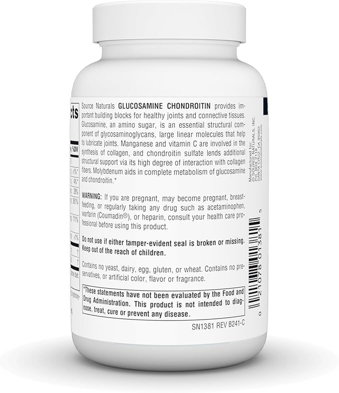 Source Naturals Extra Strength Glucosamine Chondroitin, Promotes Healthy Joints*, 60 Tablets