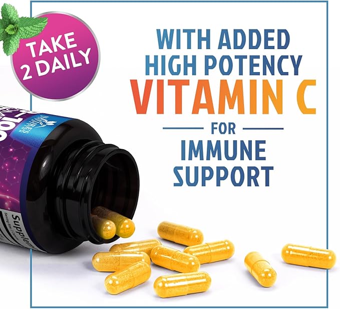 Vitamin B Complex Capsules with Vitamins B6 B12 B100 C Biotin Folate & Folic Acid - Supplement for Heart, Brain, & Nerve Support - Super Complete B-Complex for Immune & Energy Support - 60 Capsules