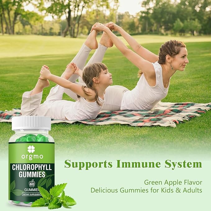 Chlorophyll Gummies Sugar Free with Unfiltered ACV & Vitamin D – Energy Boost | Immune & Digestion System Support | Internal Deodorant | Skin Care, Vegan Non-GMO