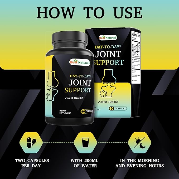 Best Naturals Day-to-Day Joint Support 90 Veg Capsules - Made with Vitmain D, K2, Calcium, Potassium, Turmeric, Glucosamine, Chondroitin, MSM