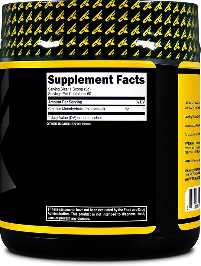 Primaforce Creatine Monohydrate Powder, 300 Grams - Micronized, Gluten Free, Non-GMO