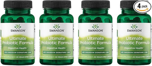 Swanson Ultimate Probiotic Formula Digestive Health Immune System Support 66 Billion CFU Prebiotic NutraFlora scFOS 30 DRcaps Veggie Capsules (Caps) (4 Pack)