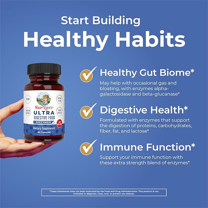 MaryRuth Organics Ultra Digestive Enzymes Capsules | Up to 2 Month Supply | Supplement for Gut Health Support | Digestion & Immune Support with Amylase | Lipase & Lactase | Vegan | 60 Count