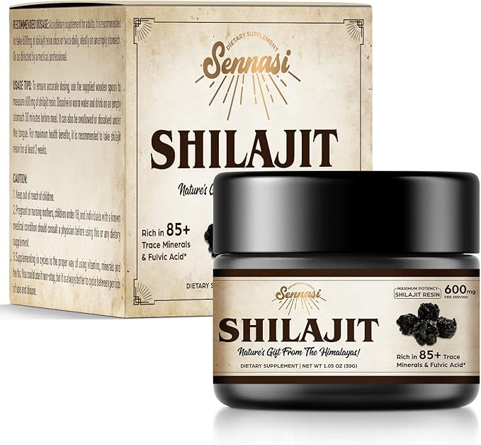 Shilajit Pure Himalayan Organic Shilajit Resin - 600mg Maximum Potency Natural Organic Shilajit Resin with 85+ Trace Minerals & Fulvic Acid for Energy, Immune Support, 30 Grams (4 Pack)