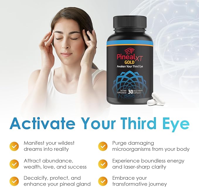 Pineal XT Gold - Pineal Gland Supplement - Third Eye Awakening - Focus and Memory Supplement for Brain - 7 Powerful Ingredients Decalcify, Detox, and Activate Your Pineal Gland, 3 Pack