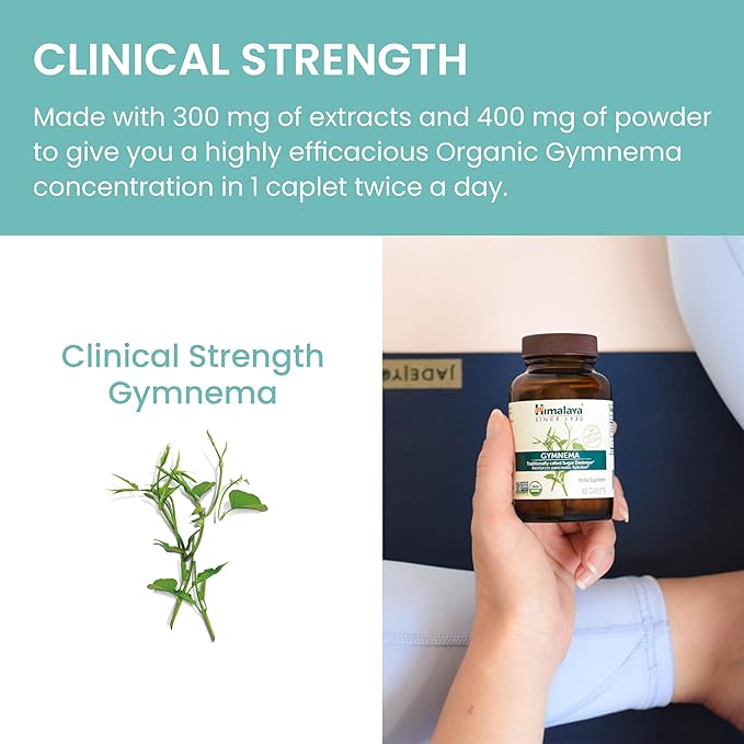 Himalaya Organic Gymnema Sylvestre Herbal Supplement USDA Certified Organic, Non-GMO, 700 mg, 60 Plant-Based Caplets, 2 Pack