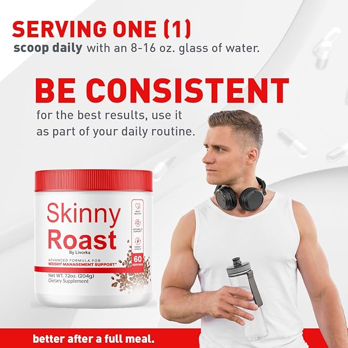 (3 Pack) Skinny Roast - Skinny Roast Coffee Advanced Formula, Official SkinnyRoast Organic Powder, Supplement Support Healthy Lifestyle - Premium Natural Formula, 180 Servings for 3 Months