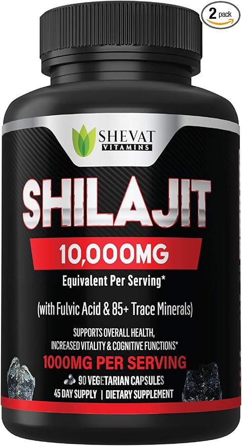 Shilajit Capsules 22000mg and 85+ Trace Minerals for Energy &Immune Support-Organic shilajit for Men & Women Non-GMO Shilajit Pills for Men, Made in USA (Packaging May Vary)