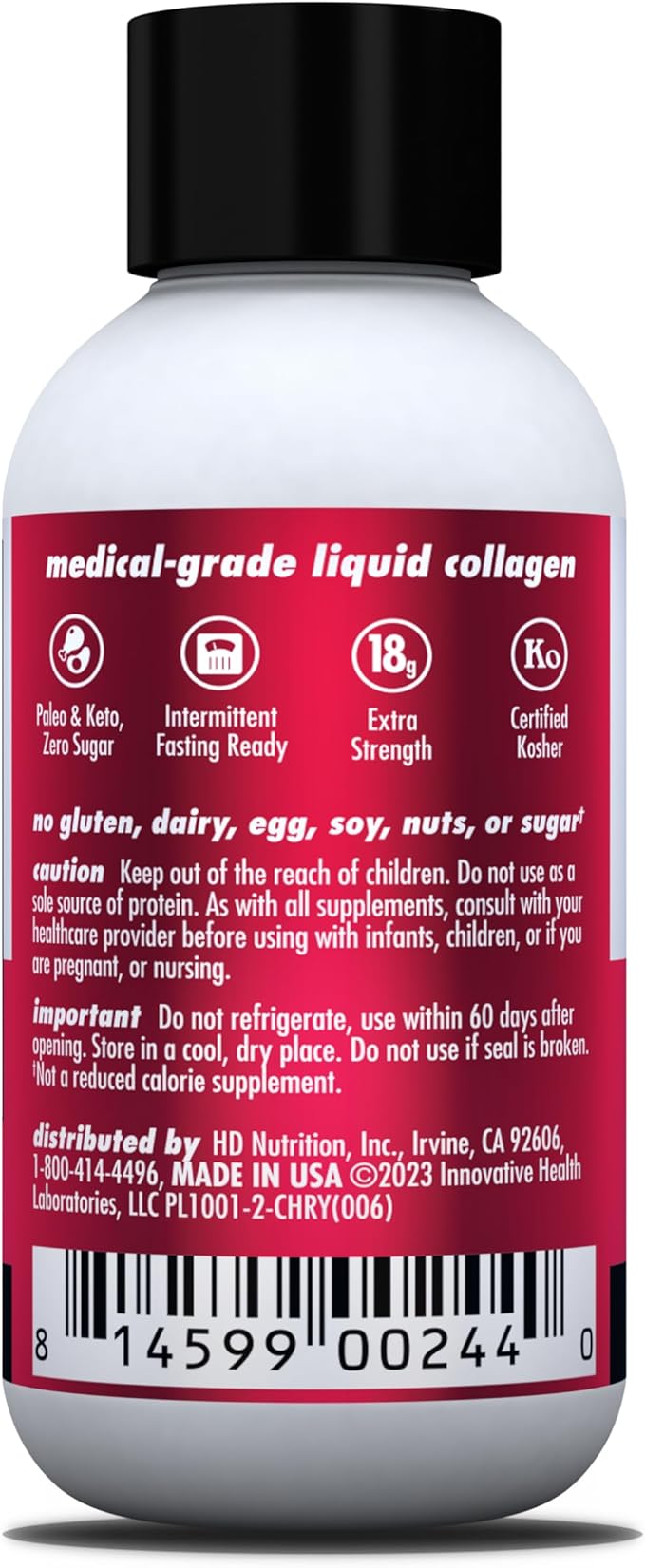 Health Direct – Medical-Grade Liquid Collagen Shots – AminoSculpt Sugar-Free – Tart Cherry – 12 Servings, (12pk, 2oz Shots) – Good for Joints, Bones, & Sleep – Better Hair, Skin & Nails