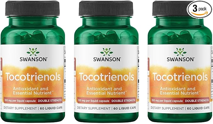 Swanson Double Strength Tocotrienols - Antioxidant - (60 Liquid Capsules, 100mg Each) (3 Pack)