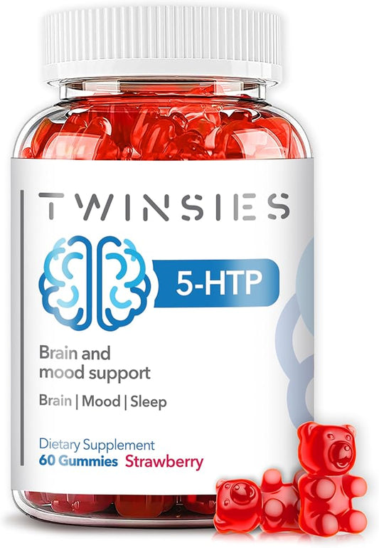 5-HTP Supplement 200mg Calm Gummies for Sleep Mood & Brain Health Support – L-Tryptophan 60 Strawberry Flavor Sleep Gummies for Adults – Gluten-Free & Non-GMO