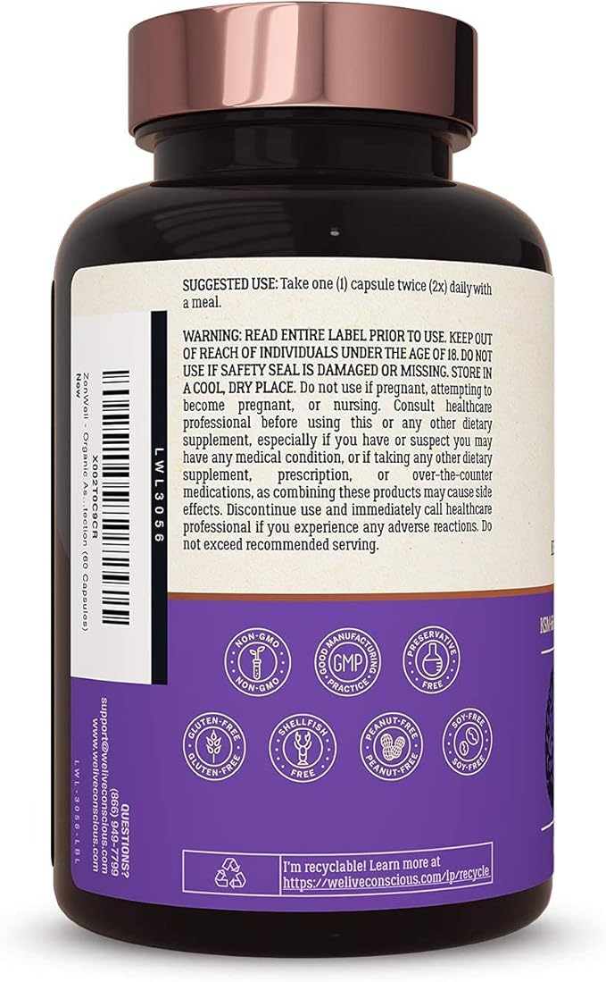 Live Conscious KSM-66 Ashwagandha Supplement w/L Theanine & AlphaWave - ZenWell Everyday Stress Relief, Cognitive, Brain Health - Ashwagandha for Men & Women - 60 Capsules