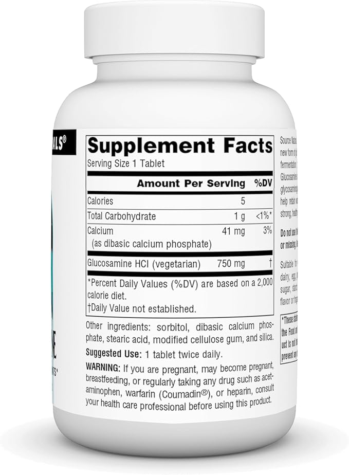 Source Naturals Vegetarian Glucosamine, Promotes Healthy Joints*, 750 mg - 60 Tablets
