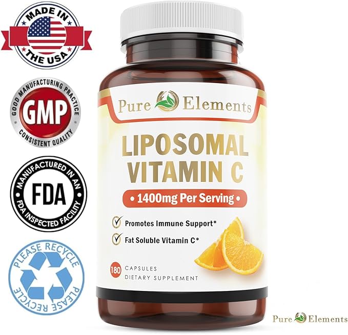 Liposomal Vitamin C Dietary Supplement, Capsules Non GMO, Soy Free, Gluten Free