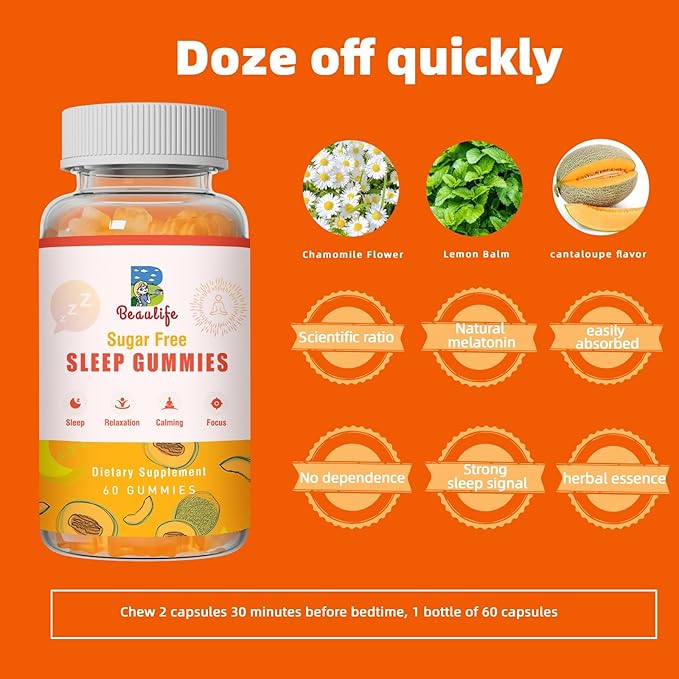 (2 Pack) 5 mg Melatonin Gummies, Sleep Support for Adults, Melatonin Supplements for Sleeping, 120 Cantaloupe Flavored