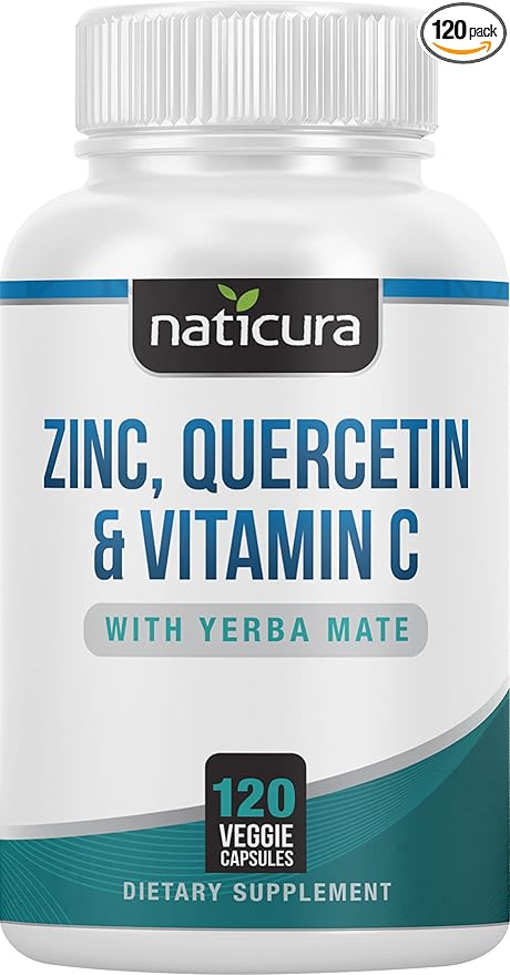 Zinc Quercetin with Vitamin C and Yerba Mate - 4-in-1 Nutritional Immune Support Supplement - 120 Veggie Capsules - Made in the USA