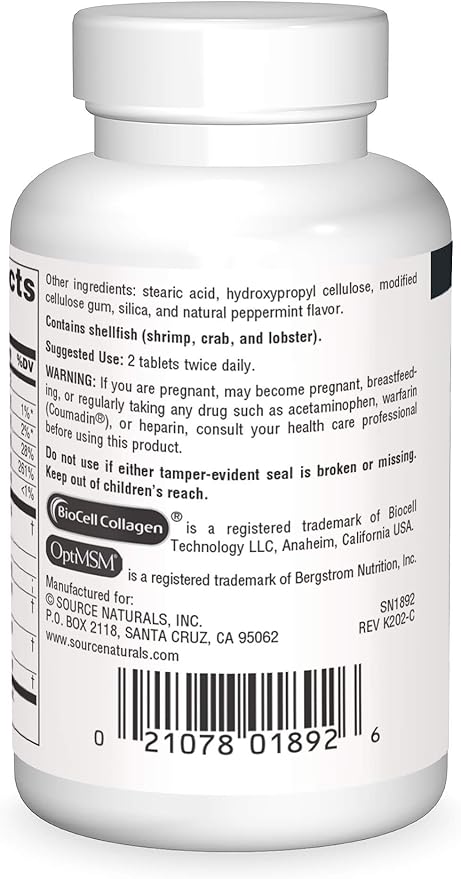Source Naturals Hyaluronic Joint Complex with Glucosamine, Chondroitin & MSM - 30 Tablets