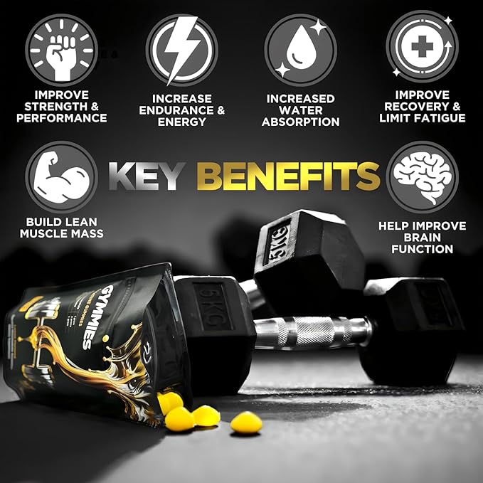 Creatine Monohydrate Gummies - Muscle Growth, Performance, Endurance - 5 Gram Creatine per Serving - Vegan, Non-GMO, Gluten-Free, Made in USA - 90ct - Lemon Flavor