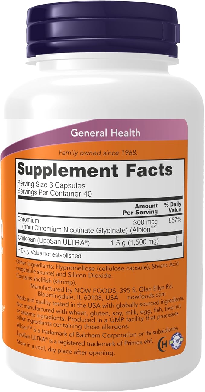 NOW Supplements, Chitosan 500 mg plus Chromium, Weight Management*, 120 Veg Capsules