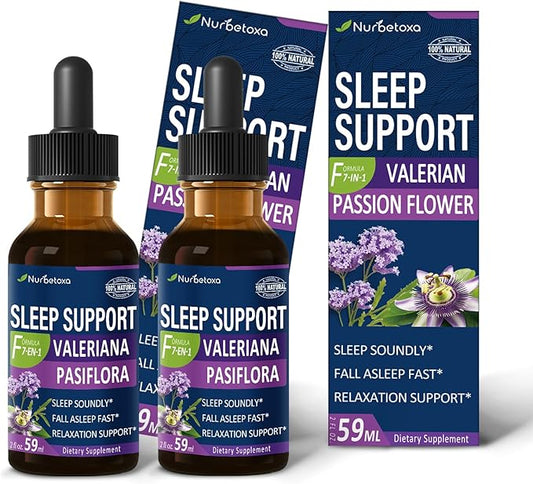 Sleep Support Drops, Gotas de Pasiflora y Valeriana y Lavanda para Dormir Profundamente rapido. Passion Flower & Lavender Extract Liquid Tincture.4oz