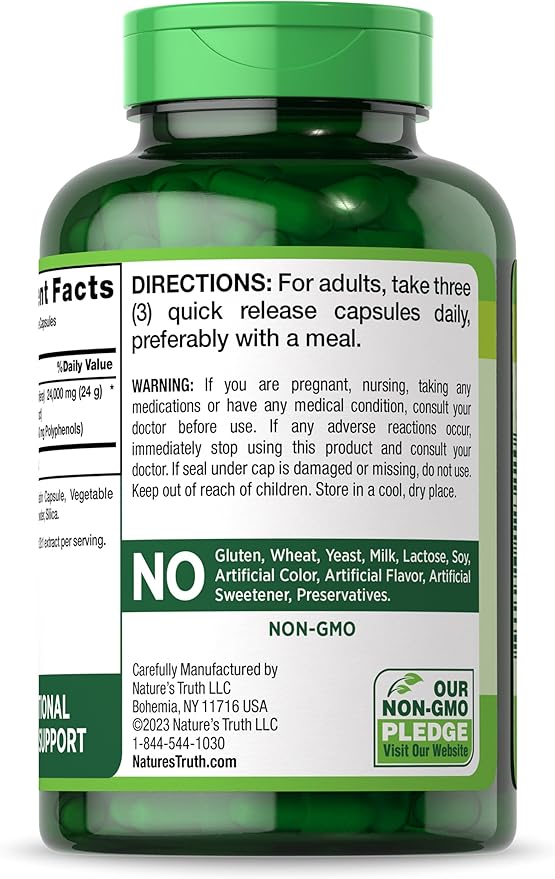 Nature's Truth Grape Seed Extract 24,000 mg | 180 Capsules | Standardized Supplement | Non-GMO & Gluten Free Formula