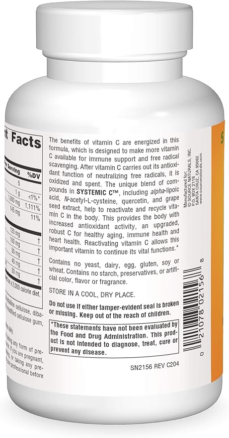 Source Naturals Systemic C, 500mg - 240 Tablets
