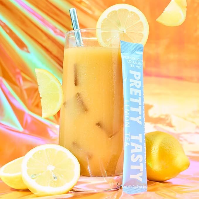 Lemon Luminance Collagen Tea - Stick Pack Pouch - Zesty Elegance with Collagen - Refreshing Citrus Blend - Beauty & Wellness Ritual - 30 Count
